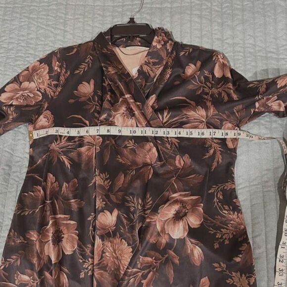 Soft Surroundings faux suede floral shape drape cardigan jacket PM petite - Picture 8 of 10